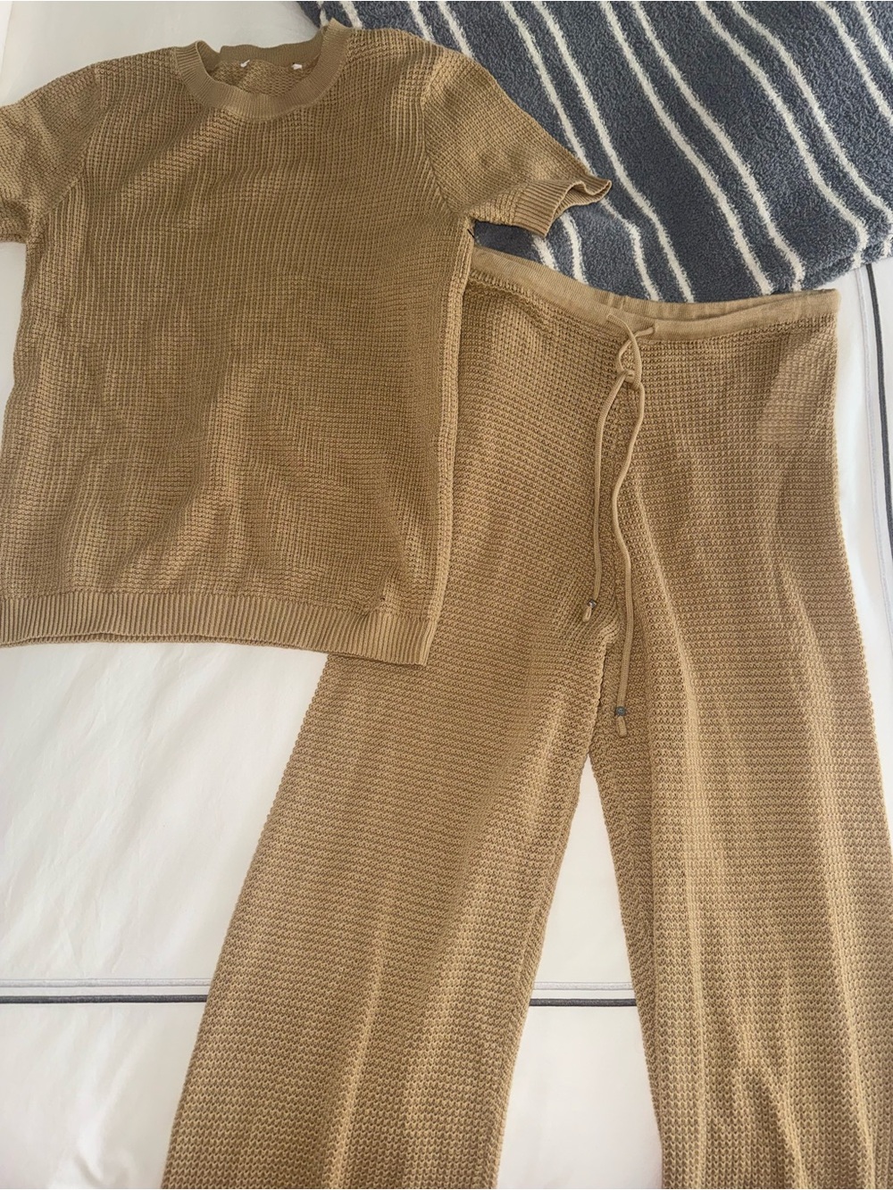 Knit Two-Piece Lounge Set in Camel